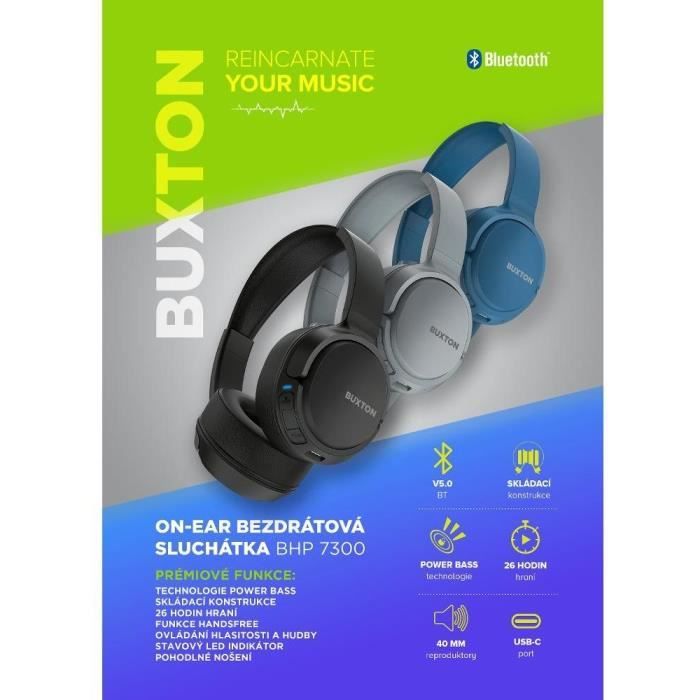 Casque supra-auriculaire sans fil - Buxton - BHP 7300 BLUE