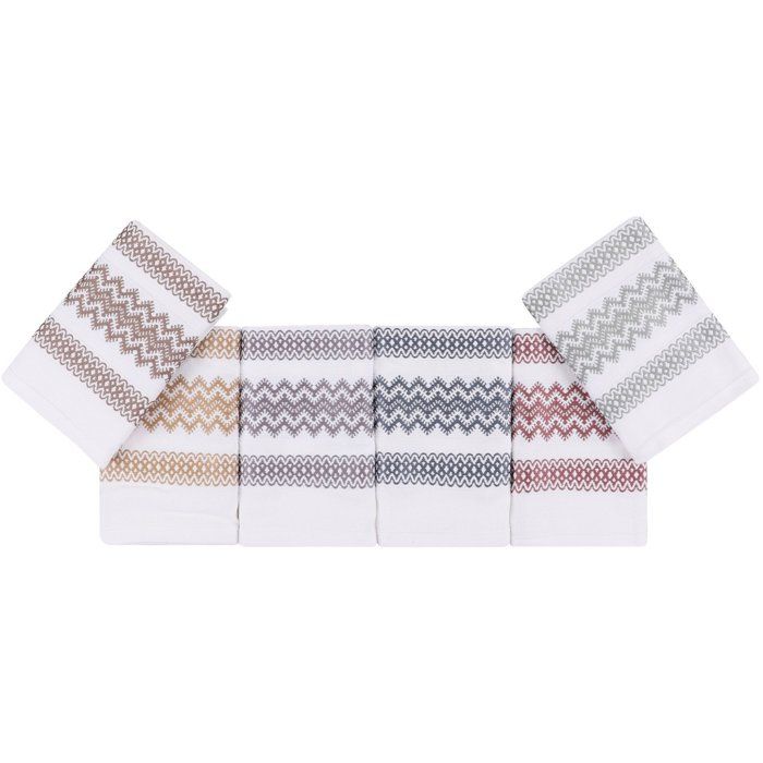 Ensemble de 6 serviettes de toilette - 40 x 60 cm - Blanc, Marron, Jaune, Bleu, Violet, Gris