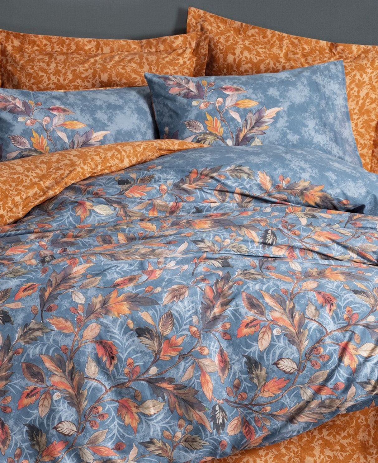 Parure de lit - 1 housse de couette 140 x 200 cm + 2 taies d'oreiller 60 x 60 cm - 100% coton renforcé - Moutarde