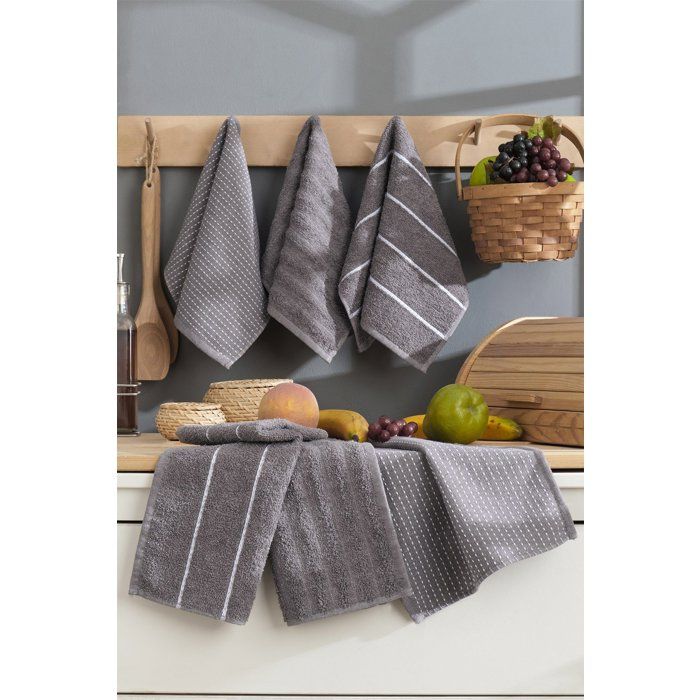 Ensemble de 6 serviettes de toilette - 30 x 50 cm - Gris anthracite