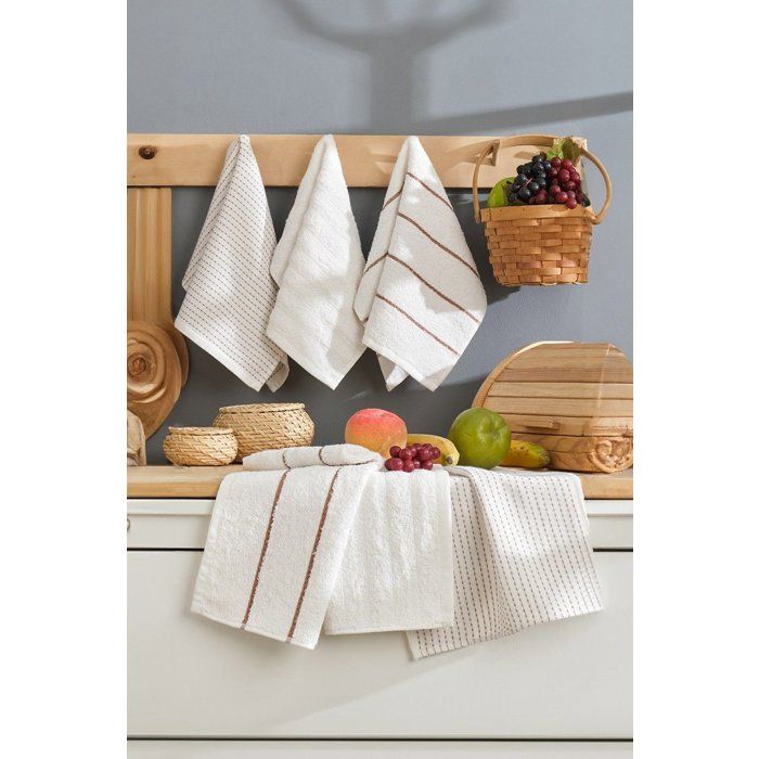 Ensemble de 6 serviettes de toilette - 30 x 50 cm - Creme