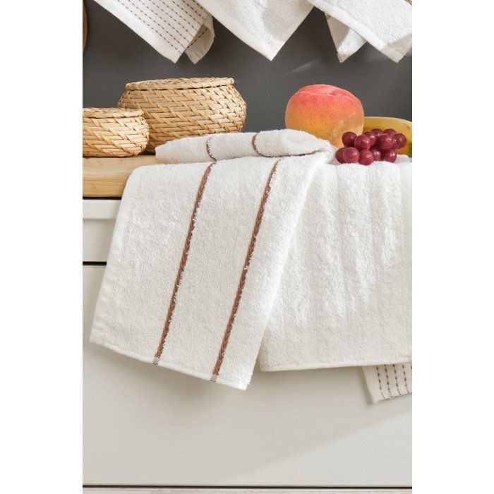 Ensemble de 6 serviettes de toilette - 30 x 50 cm - Creme