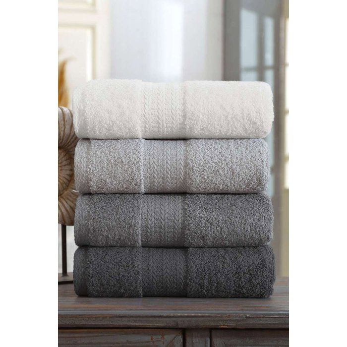 Ensemble de 4 serviettes a main - 50 x 85 cm - Gris