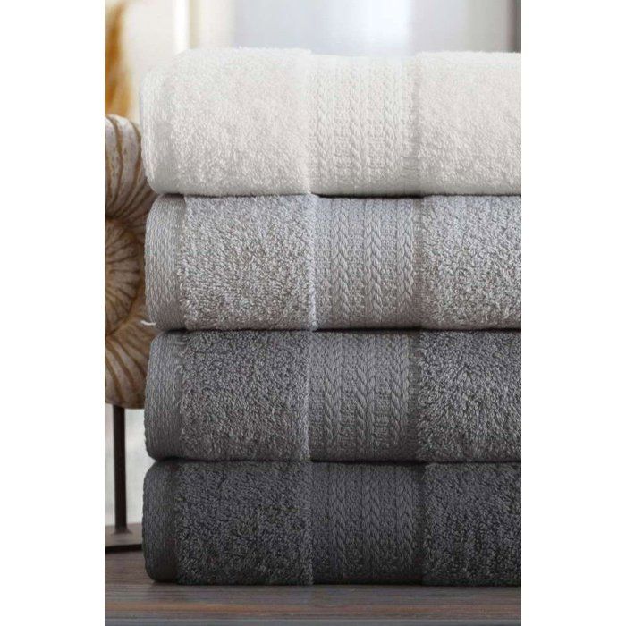 Ensemble de 4 serviettes a main - 50 x 85 cm - Gris