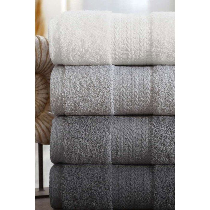 Ensemble de 4 serviettes a main - 50 x 85 cm - Gris