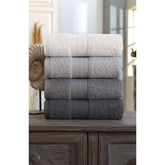 Ensemble de 4 serviettes a main - 50 x 85 cm - Gris