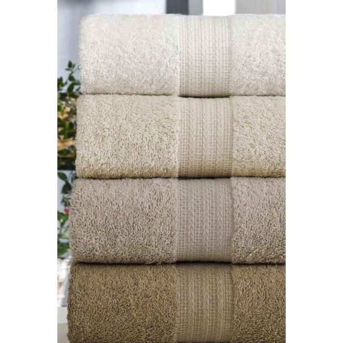 Ensemble de 4 serviettes a main - 50 x 85 cm - Marron