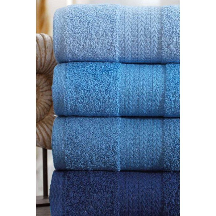 Ensemble de 4 serviettes a main - 50 x 85 cm - Bleu