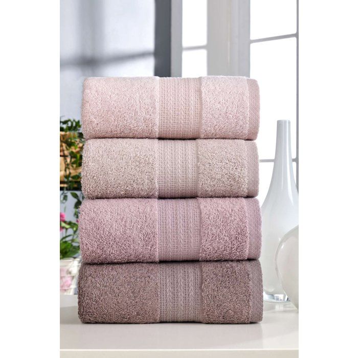 Ensemble de 4 serviettes a main - 50 x 85 cm - Poudre