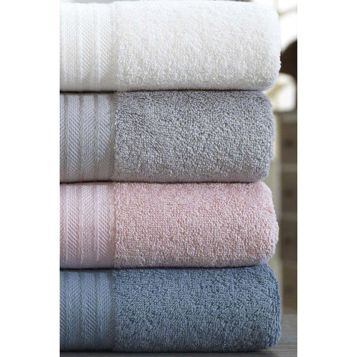 Ensemble de 4 serviettes a main - 50 x 85 cm - Blanc, Gris, Rose, Bleu