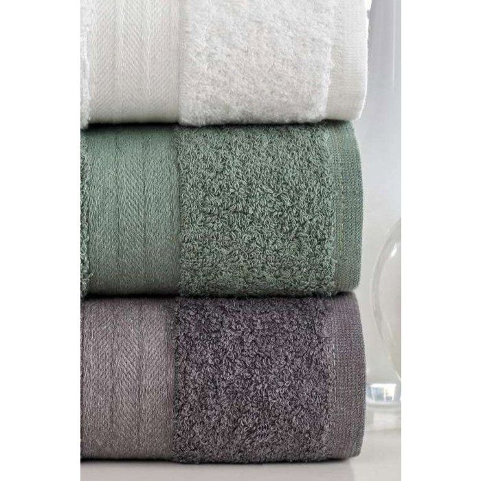 Ensemble de 4 serviettes a main - 50 x 85 cm - Blanc, Vert, Anthracite, Orange