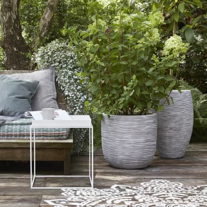 CAPI EUROPE Pot de fleurs NATURE RIB - 54x52 cm - 113 L - Ivoire