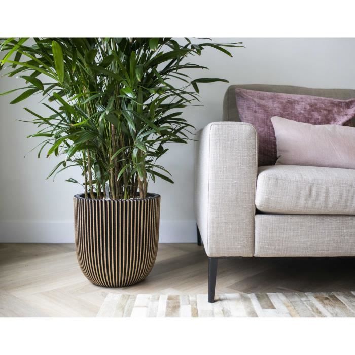 CAPI EUROPE Jardiniere GROOVE - 43x41 cm - Noir et doré - Plastique texturé