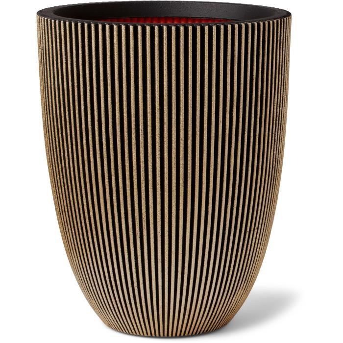 CAPI EUROPE Vase élégant GROOVE - 34x46 cm - Noir et doré - Résistant aux intempéries