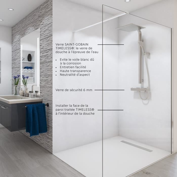 Paroi de douche - AURYS - BALEARES - Verre Timesless clair 6 mm - L.198 x l.100 cm