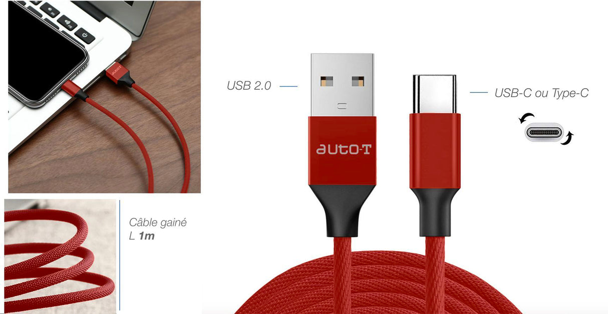 Câble - AUTO T - 540347 - USB 2.0 - USB-C