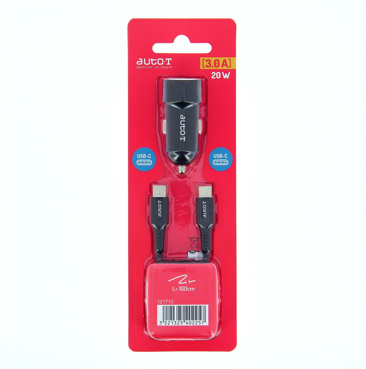 Kit chargeur auto - AUTO T - 540225 - USB-C - 20 W - 5 A