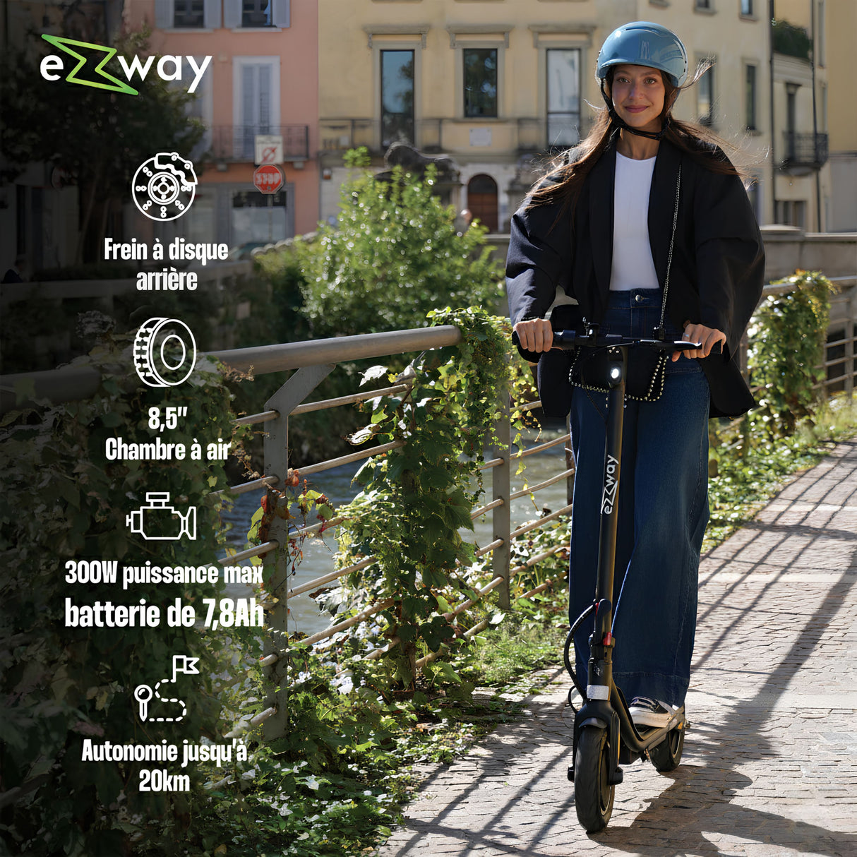 Trottinette électrique EZWAY - EX85 - 300 W - Roues 8,5 - Autonomie 20 km