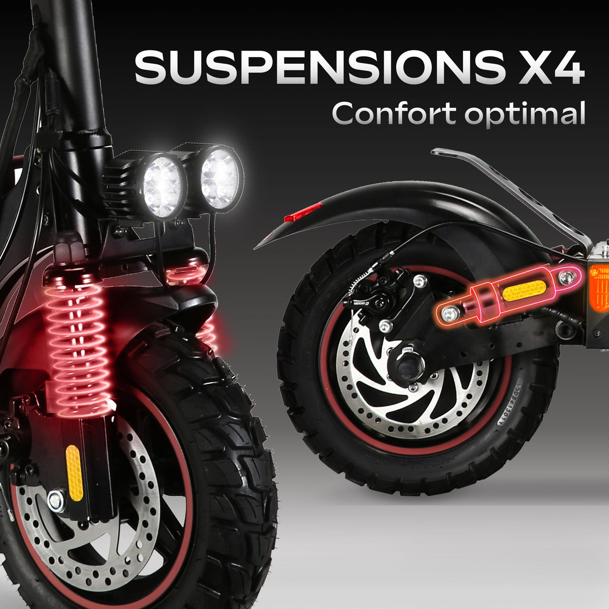 Trottinette électrique tout terrain pliable EBOOST INFINITY - EZWAY - 10 - 48V - 800W - Auto 90KM Feu stop + clignotants