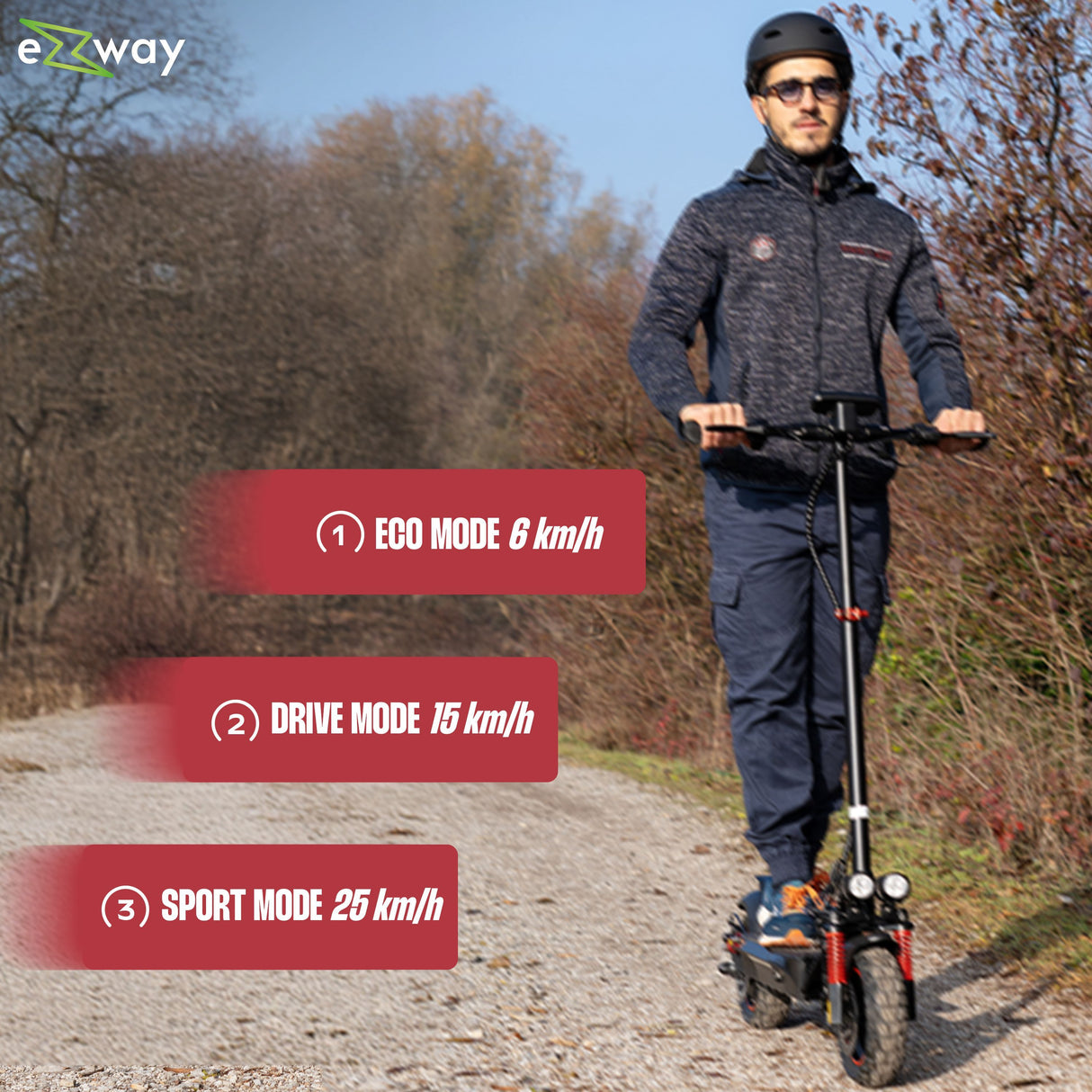 Trottinette électrique tout terrain pliable EBOOST INFINITY - EZWAY - 10 - 48V - 800W - Auto 90KM Feu stop + clignotants