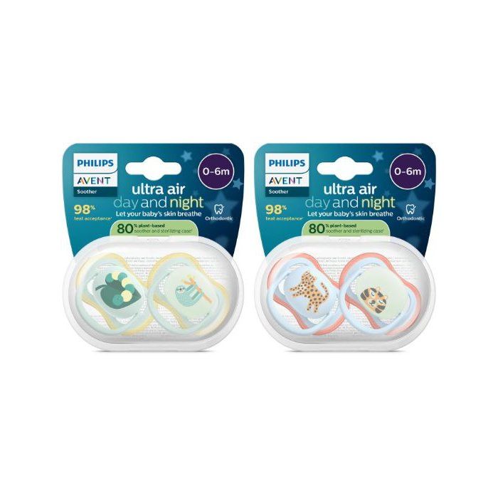 Lot de 4 sucettes ultra air - PHILIPS AVENT - SCF087/22 - Jour et nuit - Sans BPA - Jaune / Orange