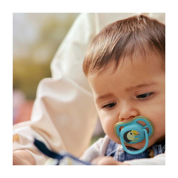 Lot de 4 sucettes Pacifier ultra air - PHILIPS AVENT - SCF087/27 - Jour et nuit - Sans BPA - 6/18 mois - Vert / Orange