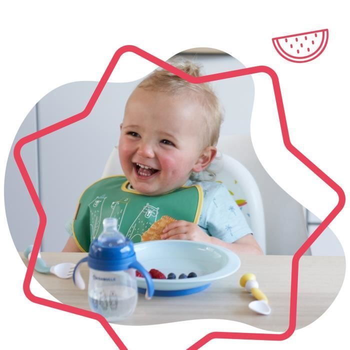 BADABULLE Lot de 3 assiettes bÈbÈ antidÈrapantes et incassables, compatibles micro-ondes, 12m+