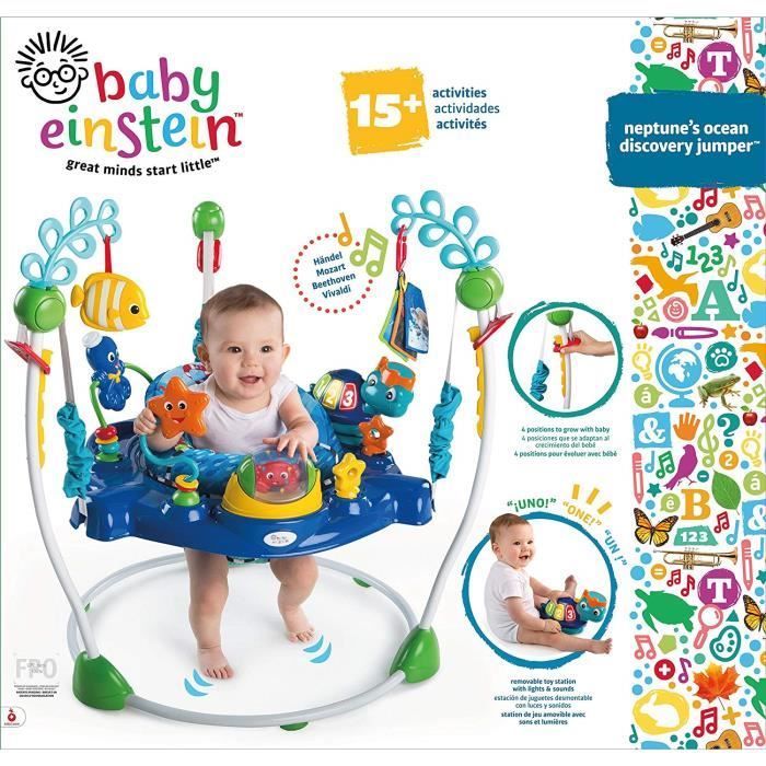BABY EINSTEIN NEPTUNE Aire d'éveil bébé multi-jouets, Cadeau Noel bébé, pivotant 360° Jouet tortue amovible, 13 jeux multilingues