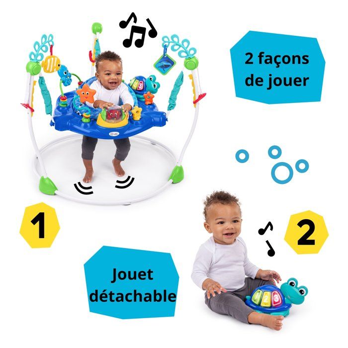 BABY EINSTEIN NEPTUNE Aire d'éveil bébé multi-jouets, Cadeau Noel bébé, pivotant 360° Jouet tortue amovible, 13 jeux multilingues