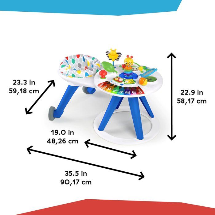 BABY EINSTEIN Table d'activités pour bébé trotteur évolutif 4-en-1 Pivotant a 360° sécurisé, cadeau bébé, piano, musique