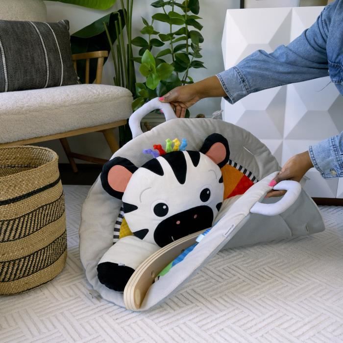 BABY EINSTEIN ZEN LE ZEBRE Tapis d'éveil arche de jeu en bois, jouets multisensoriels, miroir STEAM, cadeau bébé 0M+