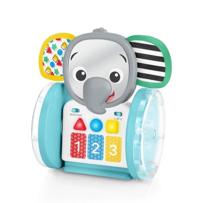 BABY EINSTEIN EARL l'éléphant Jouet d'éveil a roulettes interactif multilingue, Cadeau Noel bébé, développement de la motricité