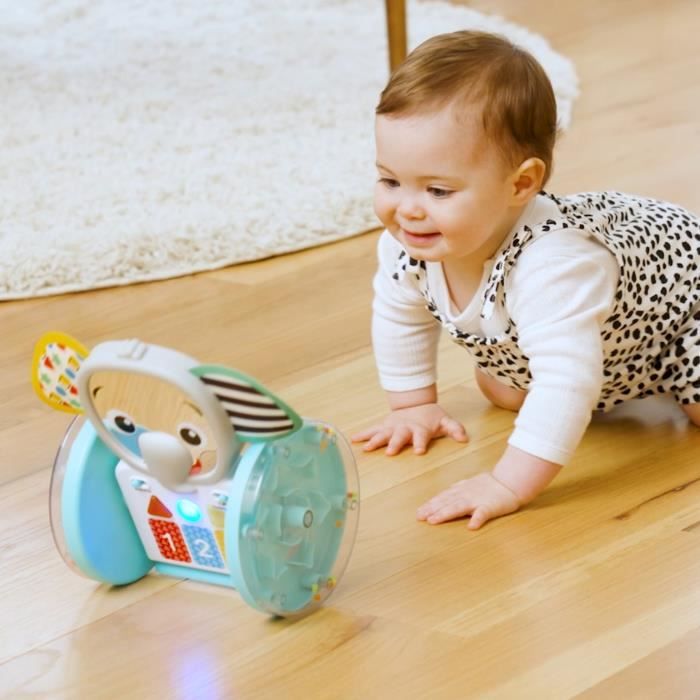 BABY EINSTEIN EARL l'éléphant Jouet d'éveil a roulettes interactif multilingue, Cadeau Noel bébé, développement de la motricité