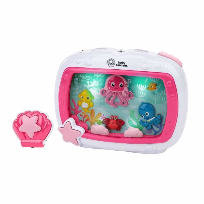 BABY EINSTEIN Veilleuse bébé -Reves marins rose- Réglage 25 min lumiere, son, musique ou bruit de l'océan apaisantes, télécommande