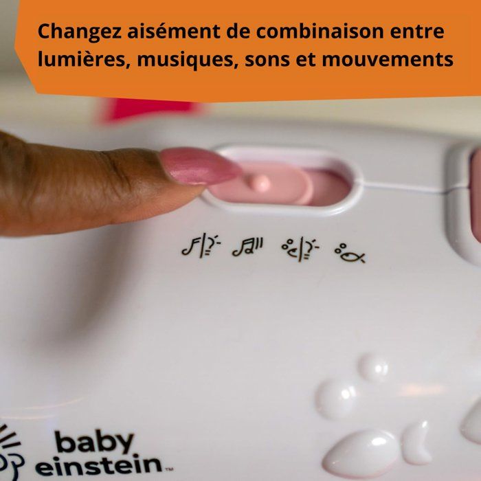 BABY EINSTEIN – Veilleuse bébé Reves Marins – Aquarium musical & sons de l'océan, télécommande, rose