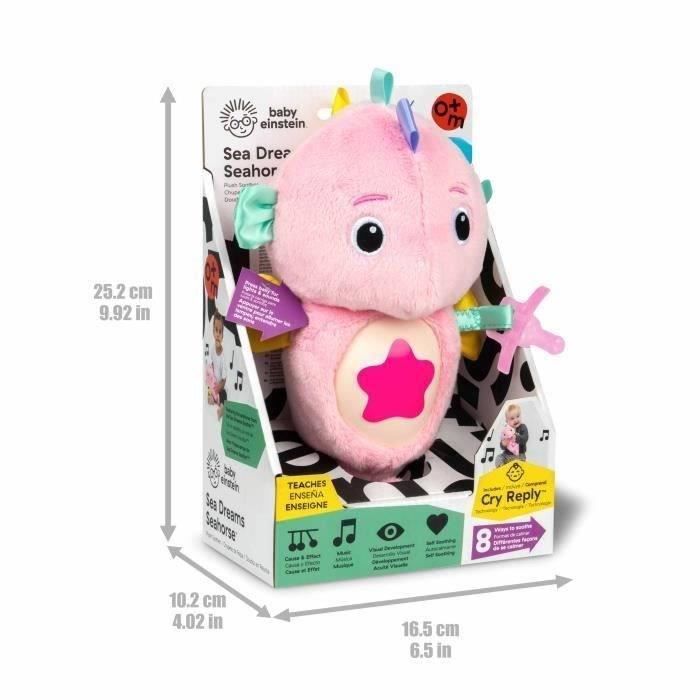 BABY EINSTEIN Veilleuse bébé, Doudou hippocampe rose, réponds au pleurs de bébé, musicale, lumineuse, bruits blanc, attache tétine