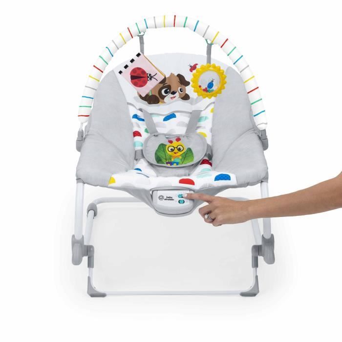 BABY EINSTEIN DEAN Transat bébé balancelle électrique évolutif 3-en-1, Melodies et vibrations, 3 Positions, arche amovible 0-30 mois