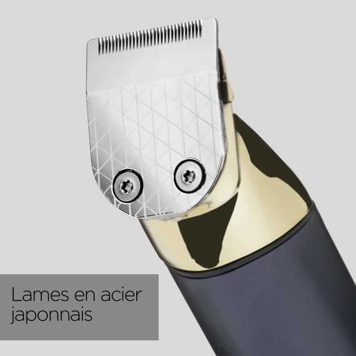 Tondeuse multi-usages sans fil - BABYLISS - MT992E Super-X Metal - Autonomie 5 h - 4 tetes - Edition Gold & Navy