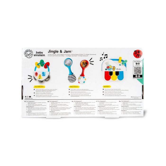 BABY EINSTEIN- Coffret cadeau bébé musical Jingle & Jam 3 jouets musicaux: mini tambourin, 2 maracas, piano bébé