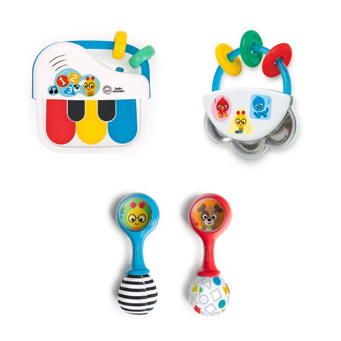 BABY EINSTEIN- Coffret cadeau bébé musical Jingle & Jam 3 jouets musicaux: mini tambourin, 2 maracas, piano bébé