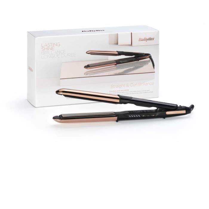 Lisseur Babyliss Babyliss ST482E - straight & curl brillance - 5 températures jusqu'a 235°C - Plaques 28 mm en titane véritable