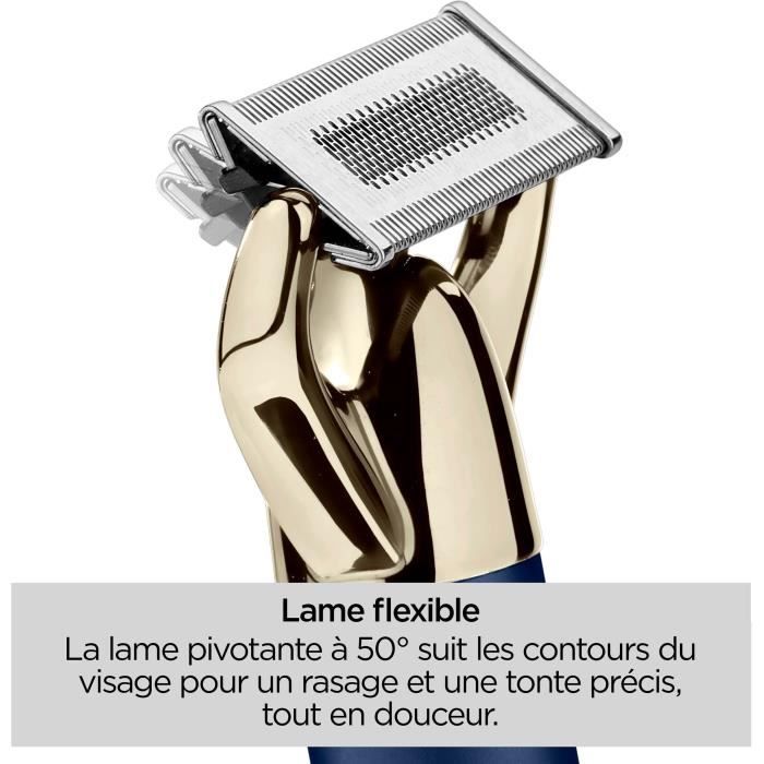 Tondeuse a barbe et rasoir - BABYLISS - X-Blade Super-X Metal - Sans fil - Autonomie 45 min - 4 sabots - Edition or & bleu marine