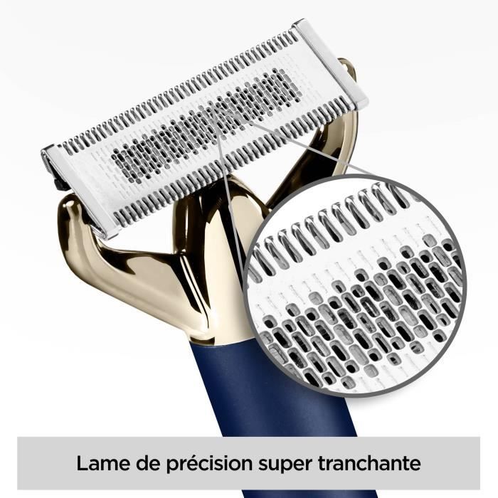 Tondeuse a barbe et rasoir - BABYLISS - X-Blade Super-X Metal - Sans fil - Autonomie 45 min - 4 sabots - Edition or & bleu marine