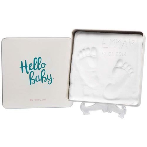 Baby Art Magic Box Square - Kit Empreintes Mains et Pieds BÈbÈ dans BoÓte MÈtal, Cadeau Naissance ou Bapteme, Essentiel