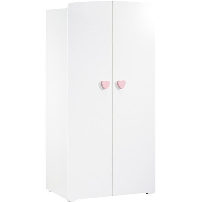 Chambre bÈbÈ trio Basic coeur: lit 120x60, commode a langer et armoire - Babyprice - Blanc