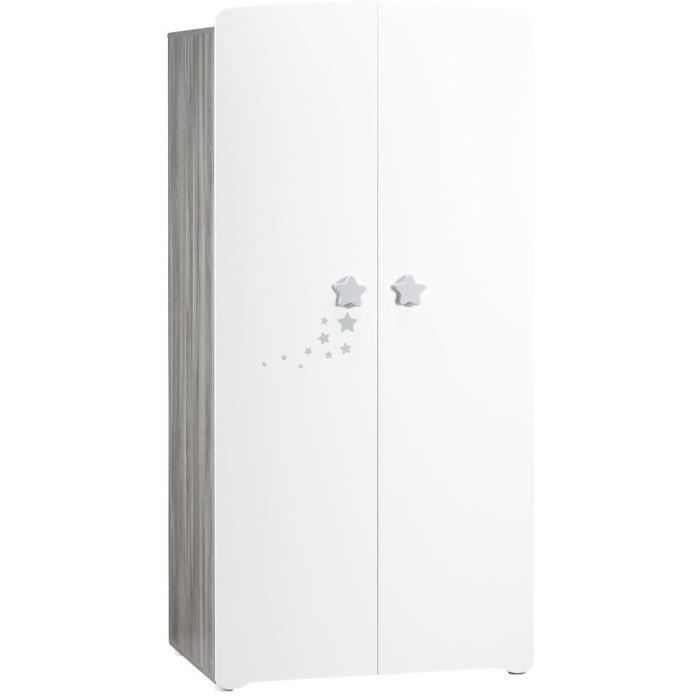 Chambre bÈbÈ trio Nao: lit 120x60, commode a langer et armoire - Babyprice - Blanc