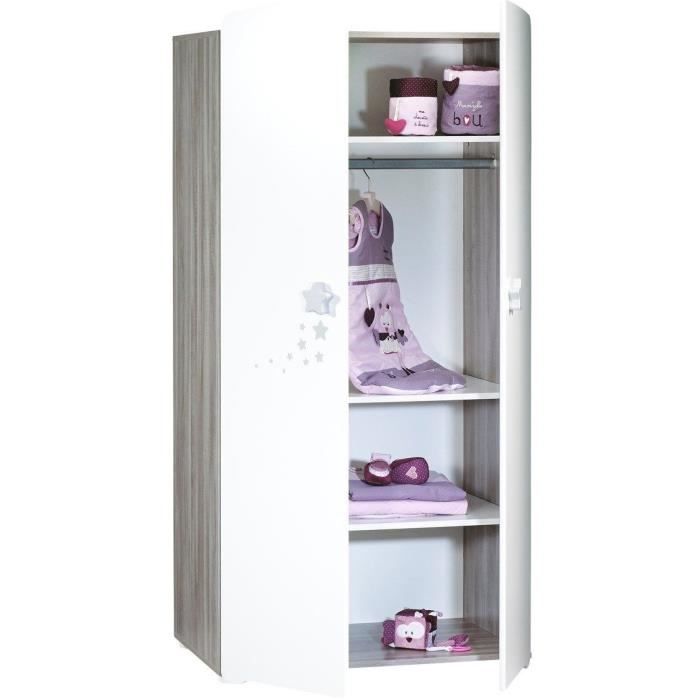 Chambre bÈbÈ trio Nao: lit 120x60, commode a langer et armoire - Babyprice - Blanc