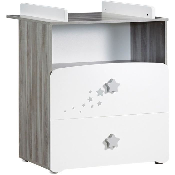 Chambre bÈbÈ trio Nao: lit 120x60, commode a langer et armoire - Babyprice - Blanc