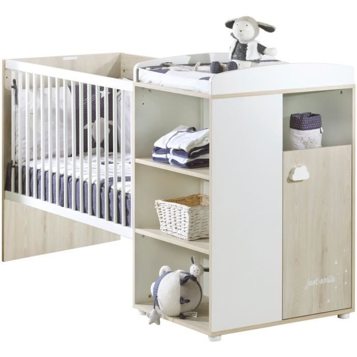 Lit Combiné - 120x60cm - Evolutif en 90x190cm - Babyprice Smile - Hetre