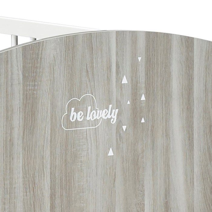 Lit bÈbÈ a barreaux - 120 x 60 cm - Babyprice Smile - Chene silex - Blanc